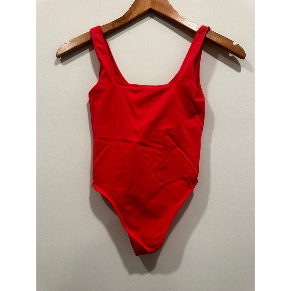 Out From Under Urban Outfitters Red Seamless Square Neck Thong Bodysuit XS/S